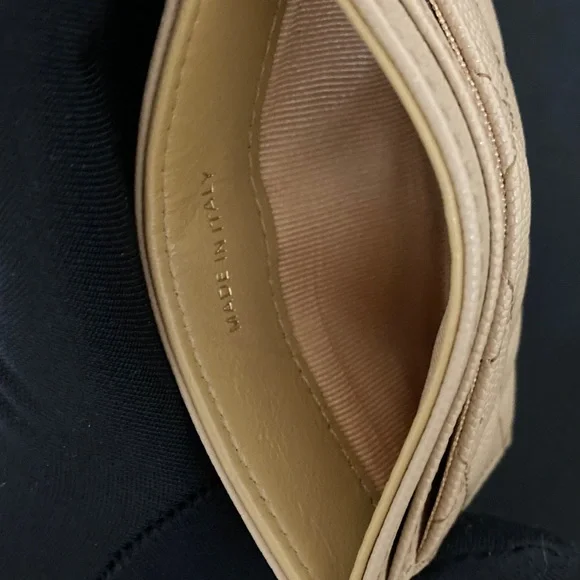 CHANEL Tan Quilted Card Holder with Gold Logo - Picture 4 of 5